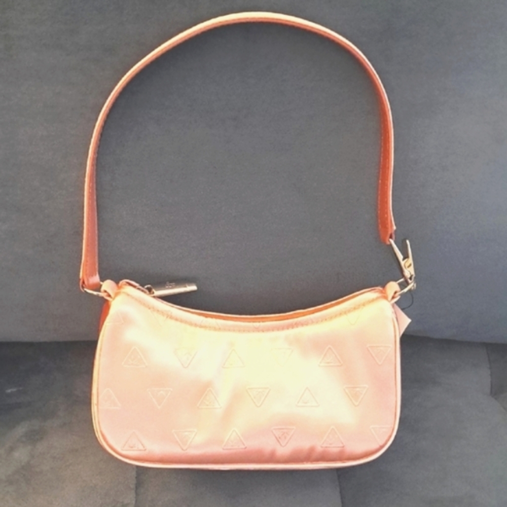 EDIE PARKER Fabulous Little Pink Logo Satin Shoulder Bag w/Fun Silver Hardware